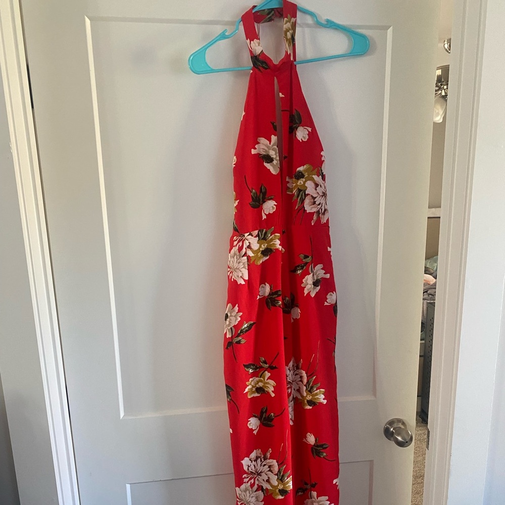 Red floral jumpsuit
